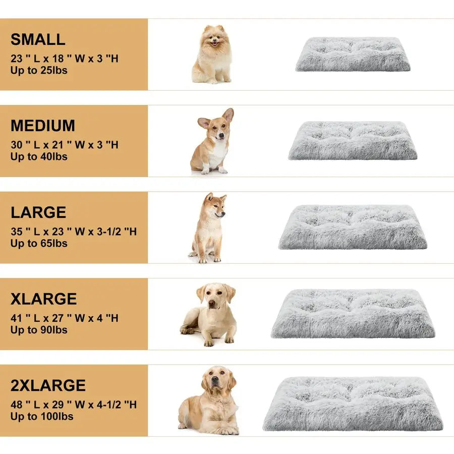 Dog Beds for Large Dogs, Plush Dog Crate Bed, Fluffy and Cozy Kennel Pad for Sleeping with AntiSlide
