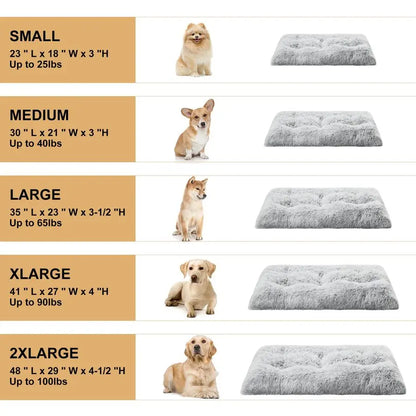 Dog Beds for Large Dogs, Plush Dog Crate Bed, Fluffy and Cozy Kennel Pad for Sleeping with AntiSlide