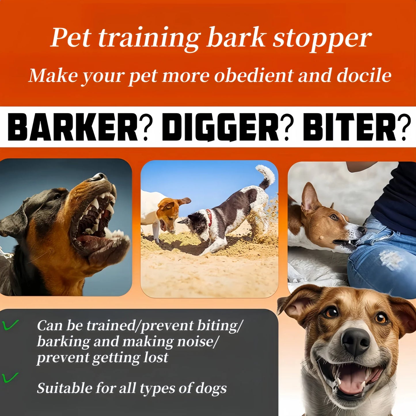 Waterproof Dog Bark Collar, Rechargeable Anti-Bark Collar For Dogs,  Stop Barking, Dogs with Vibration Training Collar,  For Small, or Medium Dogs