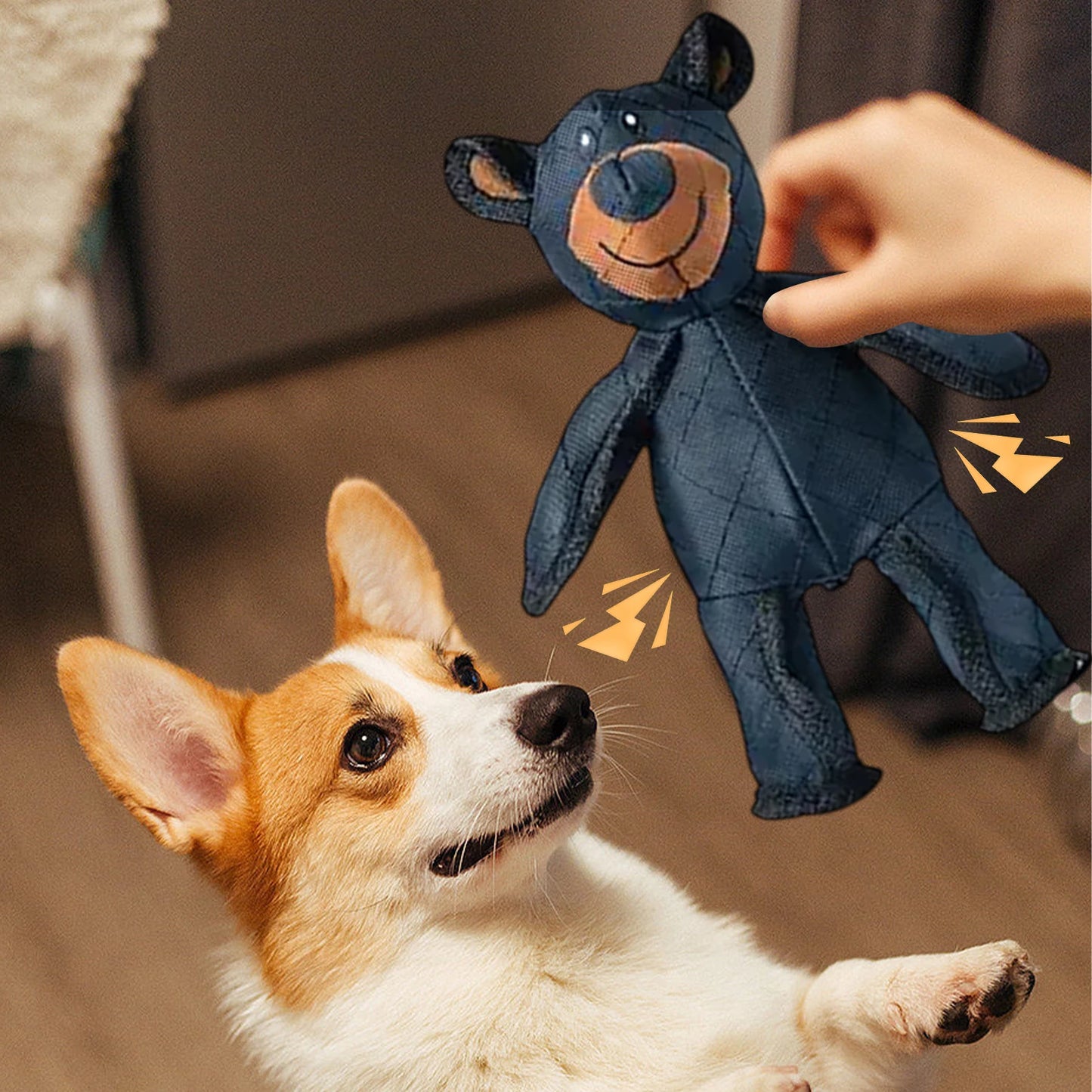 Squeaky Plush Bear Toy for Dogs, Unbreakable Teddy Squeaky Dog Toy