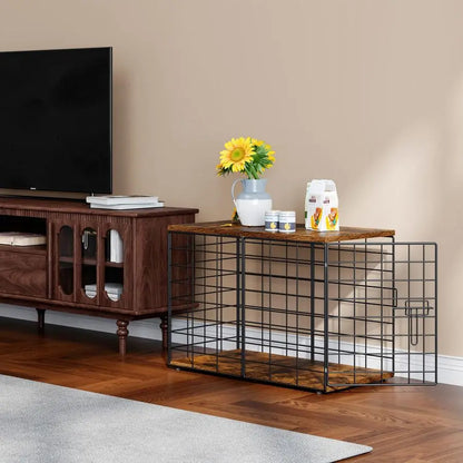 Extra Small Dog Crate, Furniture Stylish Durable Indoor Dog Kennel with Storage Top, Secure Lock