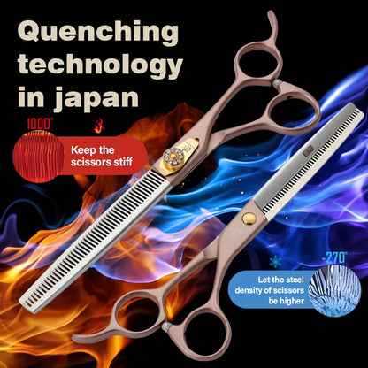 Fenice High-grade 7.5inch JP440C Steel pet grooming thinner scissorswith Thinning rate of 35%