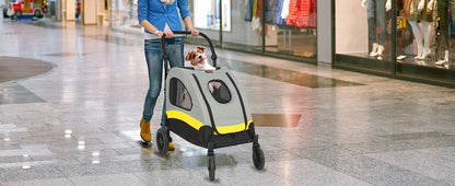 Premium Dog Stroller Pram 4 Wheel Foldable Cart, Pet Jogger Wagon for Small, Medium or Large Dogs
