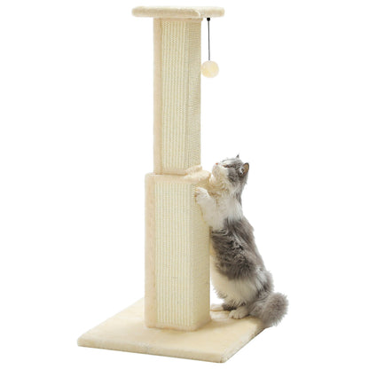 Large Cat Scratching Post for Indoor Cats, Ultimate Scratch Post with Woven Sisal Dangling Ball