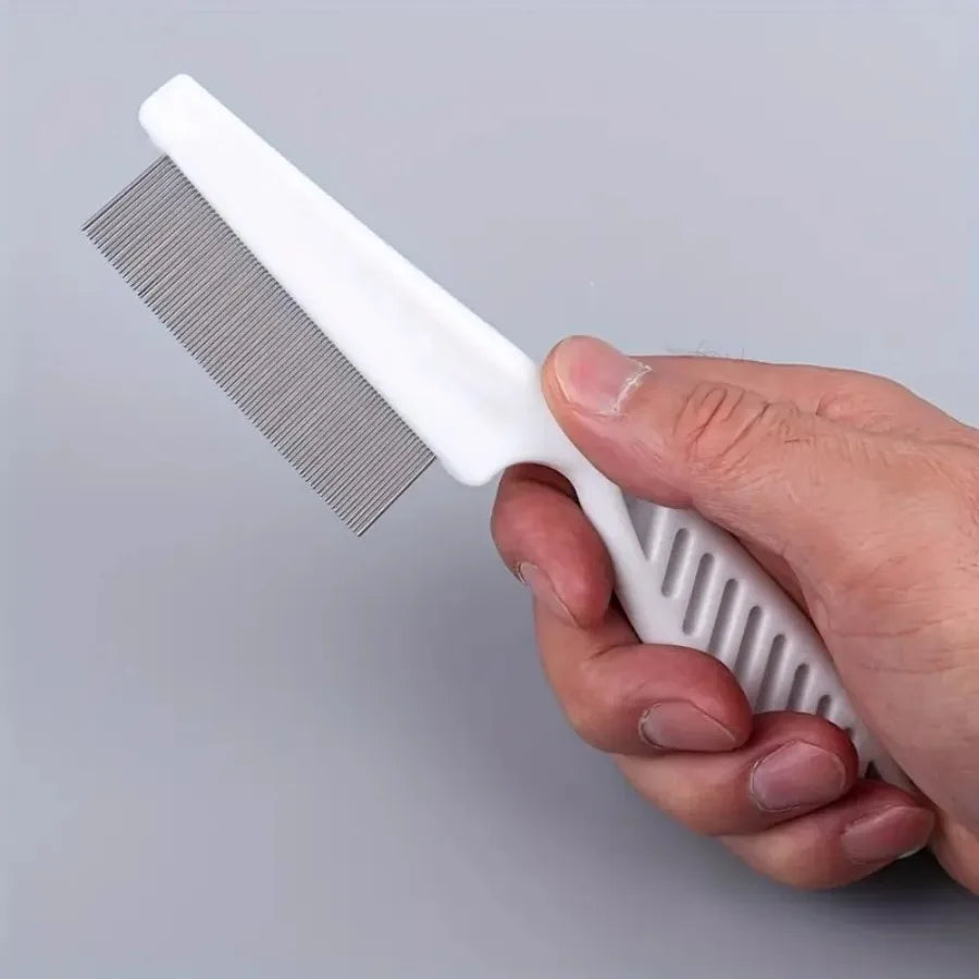 Stainless Steel Flea Comb for Dogs and Cats – Fine Tooth Pet Grooming Comb Cleaner