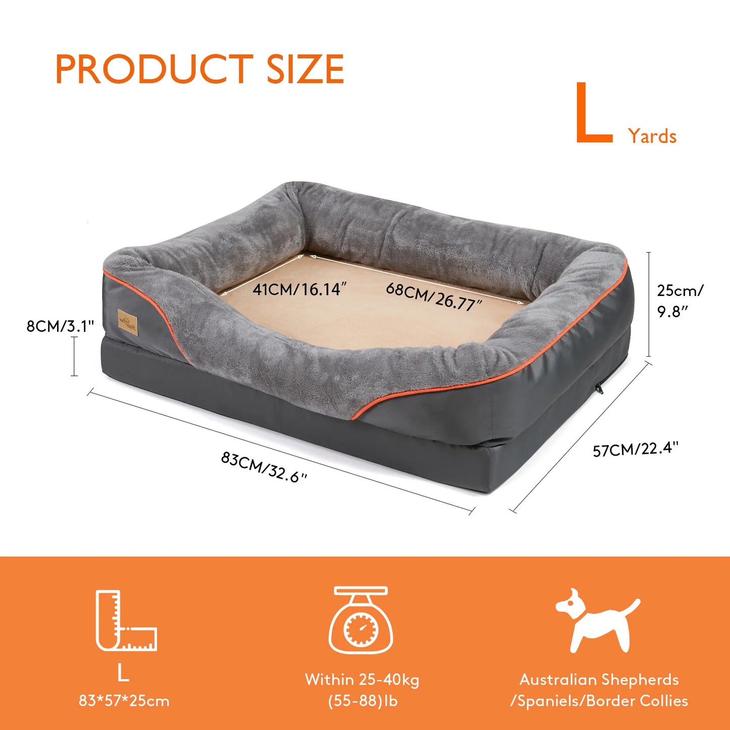 Large Dog Bed Soft and Comfortable ,Anti Allergy ,Warm Fleece, Removable Washable Cover, Waterproof