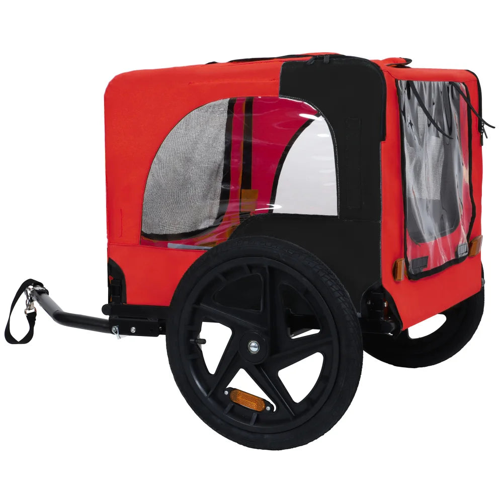Foldable Pet Bike Trailer, Dog Bicycle Cart with Quick Release Wheels, Non-Slip Floor and, Safety Leash for Small or Medium Pets