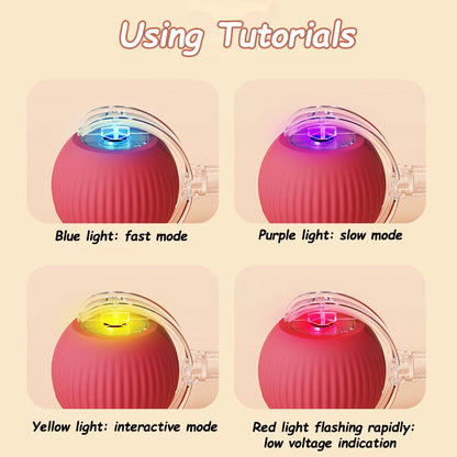 2Pcs Cat Interactive Ball, Automatic Rolling Ball Faux Tail ,Rechargeable Smart Pet Electric, Imitates a mouse