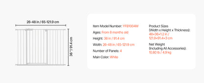 SucceBuy Baby Gate 28/30/36 Inches High, Dog Gate Easy Step Walk Thru, Child Pet Security, Pressure Mount Kit w/ Wall Cups