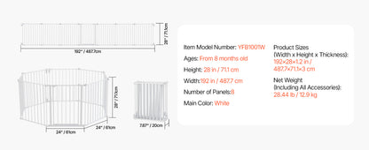 SucceBuy Baby Gate 28/30/36 Inches High, Dog Gate Easy Step Walk Thru, Child Pet Security, Pressure Mount Kit w/ Wall Cups