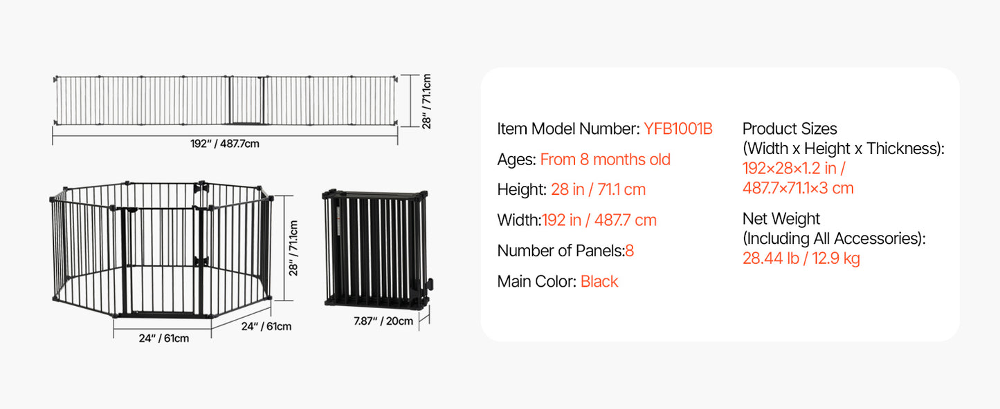 SucceBuy Baby Gate 28/30/36 Inches High, Dog Gate Easy Step Walk Thru, Child Pet Security, Pressure Mount Kit w/ Wall Cups