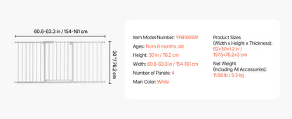 SucceBuy Baby Gate 28/30/36 Inches High, Dog Gate Easy Step Walk Thru, Child Pet Security, Pressure Mount Kit w/ Wall Cups