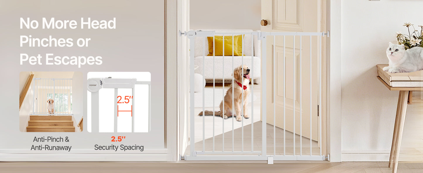 SucceBuy Baby Gate 28/30/36 Inches High, Dog Gate Easy Step Walk Thru, Child Pet Security, Pressure Mount Kit w/ Wall Cups