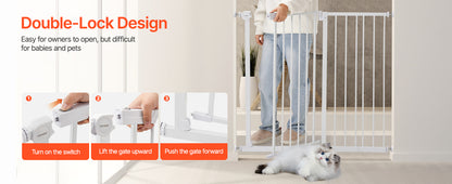 SucceBuy Baby Gate 28/30/36 Inches High, Dog Gate Easy Step Walk Thru, Child Pet Security, Pressure Mount Kit w/ Wall Cups
