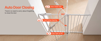 SucceBuy Baby Gate 28/30/36 Inches High, Dog Gate Easy Step Walk Thru, Child Pet Security, Pressure Mount Kit w/ Wall Cups