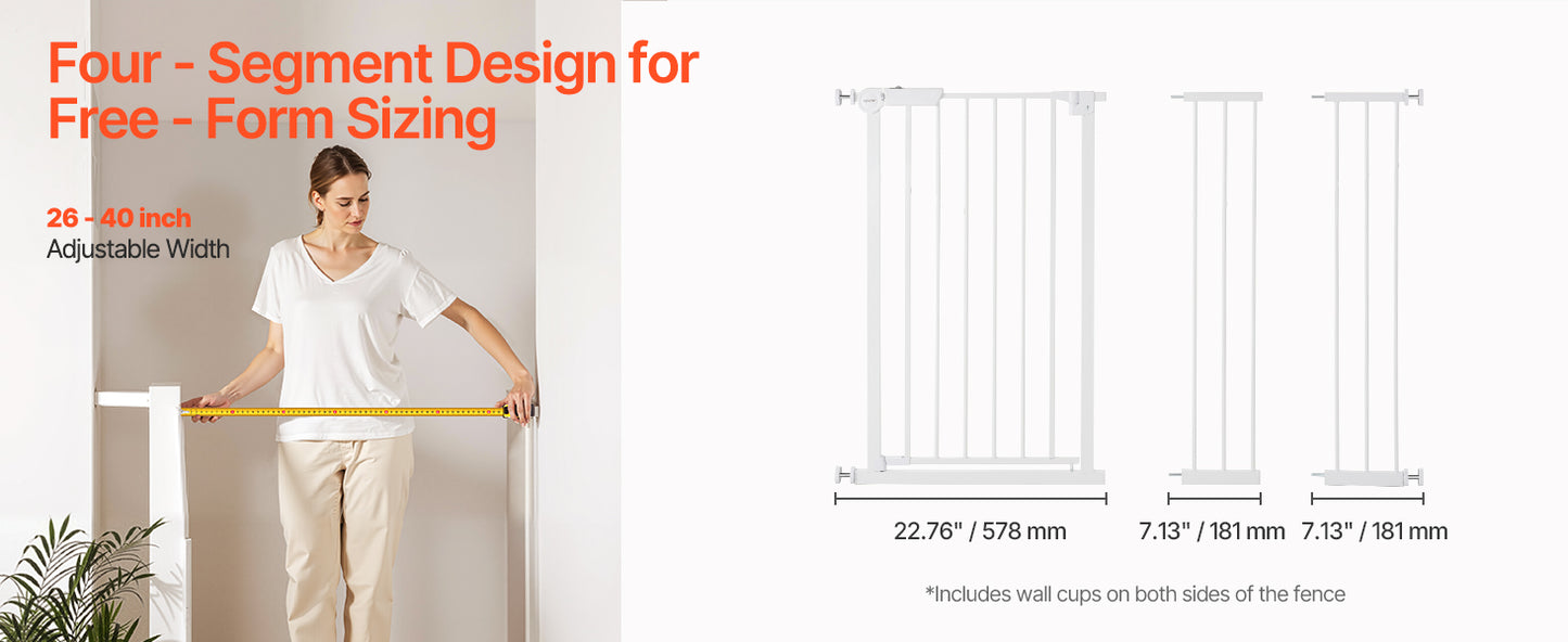 SucceBuy Baby Gate 28/30/36 Inches High, Dog Gate Easy Step Walk Thru, Child Pet Security, Pressure Mount Kit w/ Wall Cups