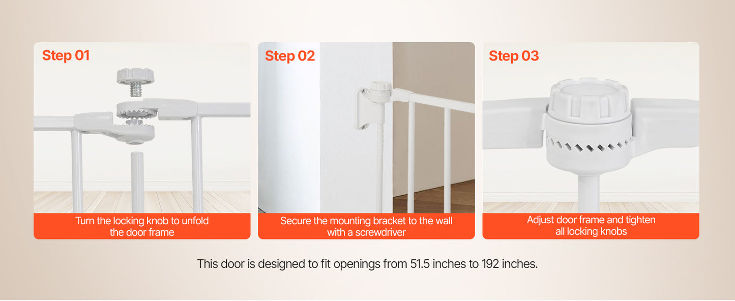 SucceBuy Baby Gate 28/30/36 Inches High, Dog Gate Easy Step Walk Thru, Child Pet Security, Pressure Mount Kit w/ Wall Cups