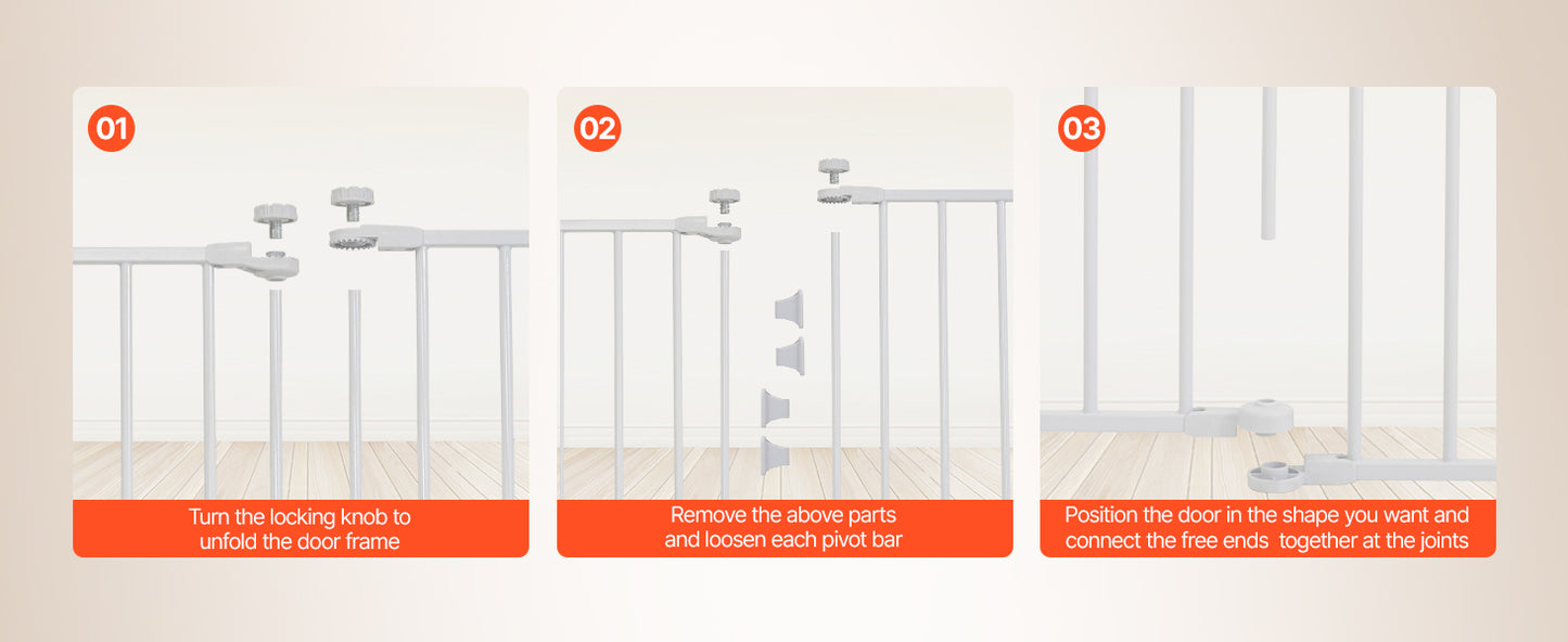 SucceBuy Baby Gate 28/30/36 Inches High, Dog Gate Easy Step Walk Thru, Child Pet Security, Pressure Mount Kit w/ Wall Cups