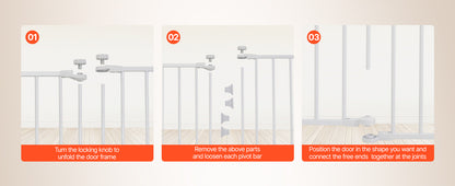 SucceBuy Baby Gate 28/30/36 Inches High, Dog Gate Easy Step Walk Thru, Child Pet Security, Pressure Mount Kit w/ Wall Cups