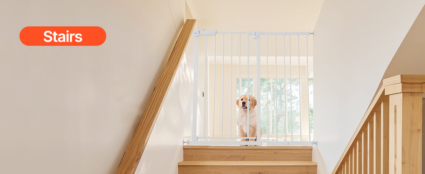 SucceBuy Baby Gate 28/30/36 Inches High, Dog Gate Easy Step Walk Thru, Child Pet Security, Pressure Mount Kit w/ Wall Cups
