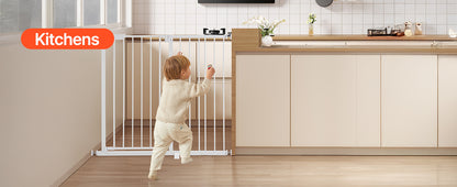 SucceBuy Baby Gate 28/30/36 Inches High, Dog Gate Easy Step Walk Thru, Child Pet Security, Pressure Mount Kit w/ Wall Cups