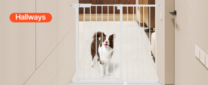SucceBuy Baby Gate 28/30/36 Inches High, Dog Gate Easy Step Walk Thru, Child Pet Security, Pressure Mount Kit w/ Wall Cups