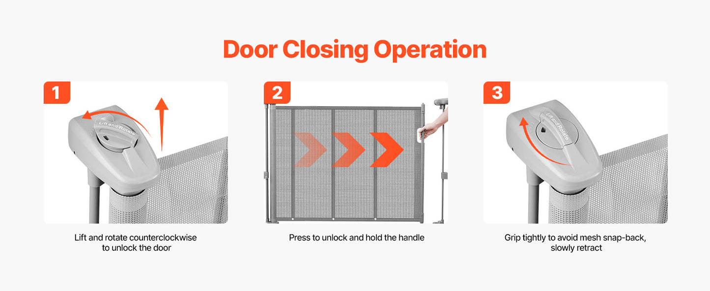 SucceBuy 55/71/110in Retractable Gate , 34in Tall , Extends Wide and Retractable Gate for Kids and Pets , Mesh Material , Easy to Install