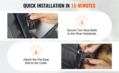 Dog Car Seat Waterproof Dog Booster Seat, Pet Car Seat with Clip-On Safety Leash, Car Bed for Medium or Large Dog