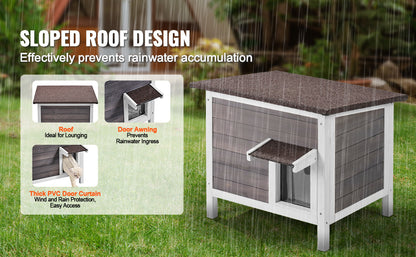 SucceBuy Outdoor Cat House Weatherproof, Feral Cat Shelter for Cat, Outdoor Wooden Cat or Rabbit House with All-Round Foam Insulated